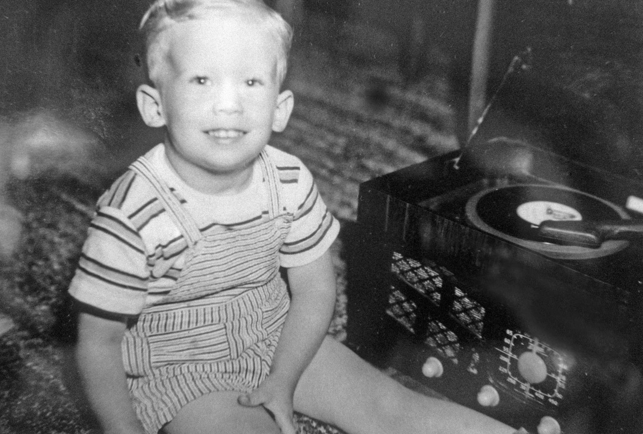 Young Lee beside an early record player